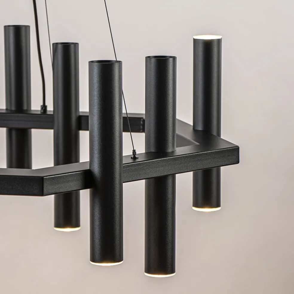 Discount Straluma 12-Lichts design hanglamp 6-hoekig mat zwart