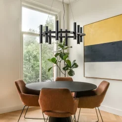 Discount Straluma 12-Lichts design hanglamp 6-hoekig mat zwart