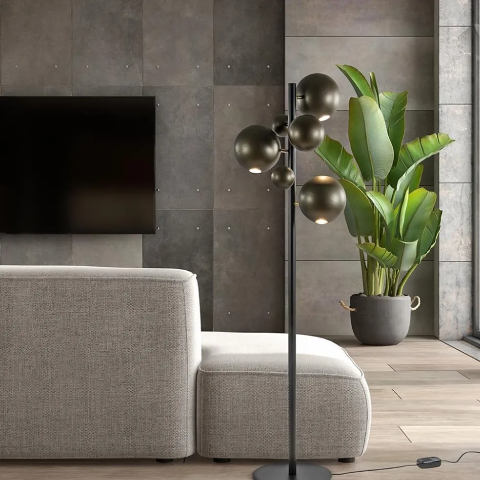 Fashion Straluma 3-Lichts design vloerlamp zwart met platinum bollen