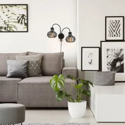 Discount Straluma 2-Lichts draad wandlamp mat zwart