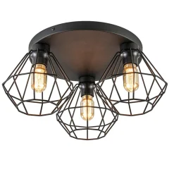 Clearance Straluma 3-Lichts draadlamp diamant mat zwart