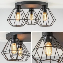 Clearance Straluma 3-Lichts draadlamp diamant mat zwart
