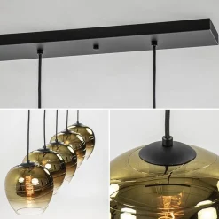 Discount Straluma 5-Lichts eettafelhanglamp gold gradient glas