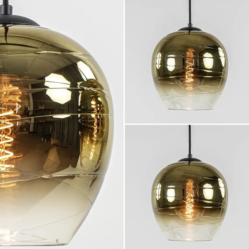Discount Straluma 5-Lichts eettafelhanglamp gold gradient glas