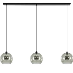 New Straluma 3-Lichts eettafelhanglamp met smoke glazen bollen