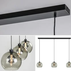 New Straluma 3-Lichts eettafelhanglamp met smoke glazen bollen