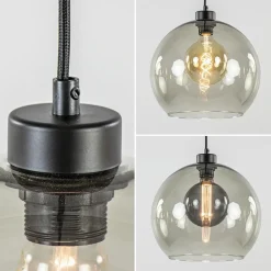 New Straluma 3-Lichts eettafelhanglamp met smoke glazen bollen