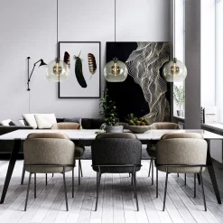New Straluma 3-Lichts eettafelhanglamp met smoke glazen bollen