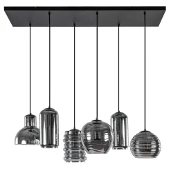 Cheap Straluma 6-Lichts eettafelhanglamp met smoke/titanium glas