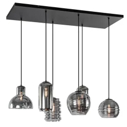 Cheap Straluma 6-Lichts eettafelhanglamp met smoke/titanium glas