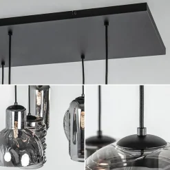 Cheap Straluma 6-Lichts eettafelhanglamp met smoke/titanium glas