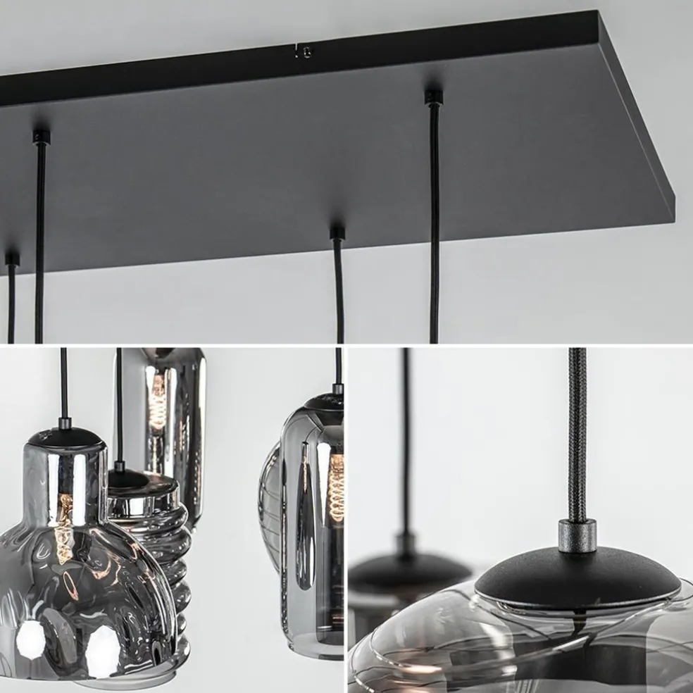 Cheap Straluma 6-Lichts eettafelhanglamp met smoke/titanium glas