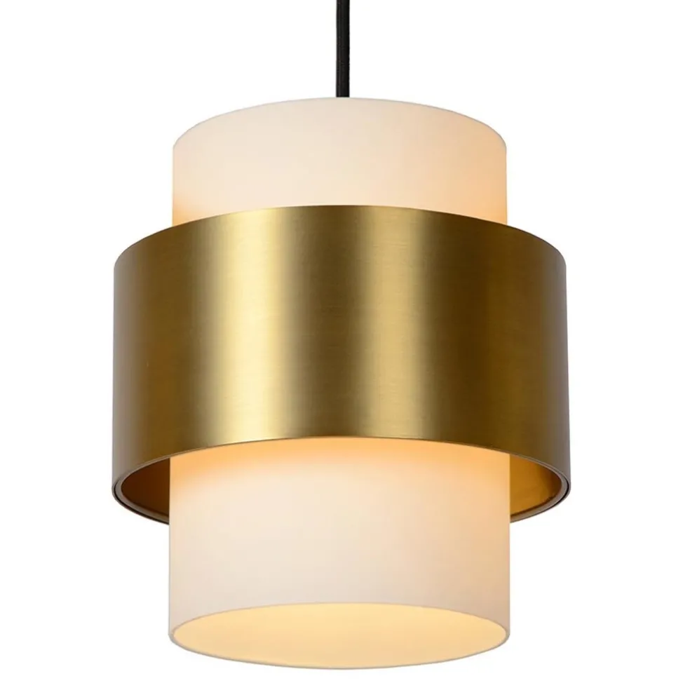 Cheap Straluma 3-Lichts eettafelhanglamp mat goud met opaal glas