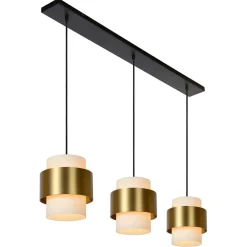Cheap Straluma 3-Lichts eettafelhanglamp mat goud met opaal glas