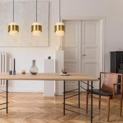 Cheap Straluma 3-Lichts eettafelhanglamp mat goud met opaal glas