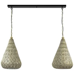 Fashion Straluma 2-Lichts eettafelhanglamp mat goud/zwart oriental