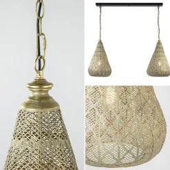 Fashion Straluma 2-Lichts eettafelhanglamp mat goud/zwart oriental