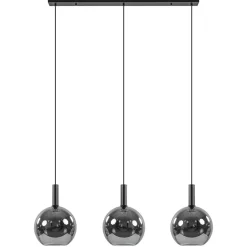 Best Sale Straluma 3-Lichts eettafelhanglamp mat zwart met smoke glas 30 cm