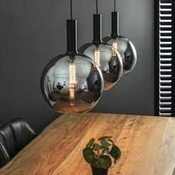 Best Sale Straluma 3-Lichts eettafelhanglamp mat zwart met smoke glas 30 cm