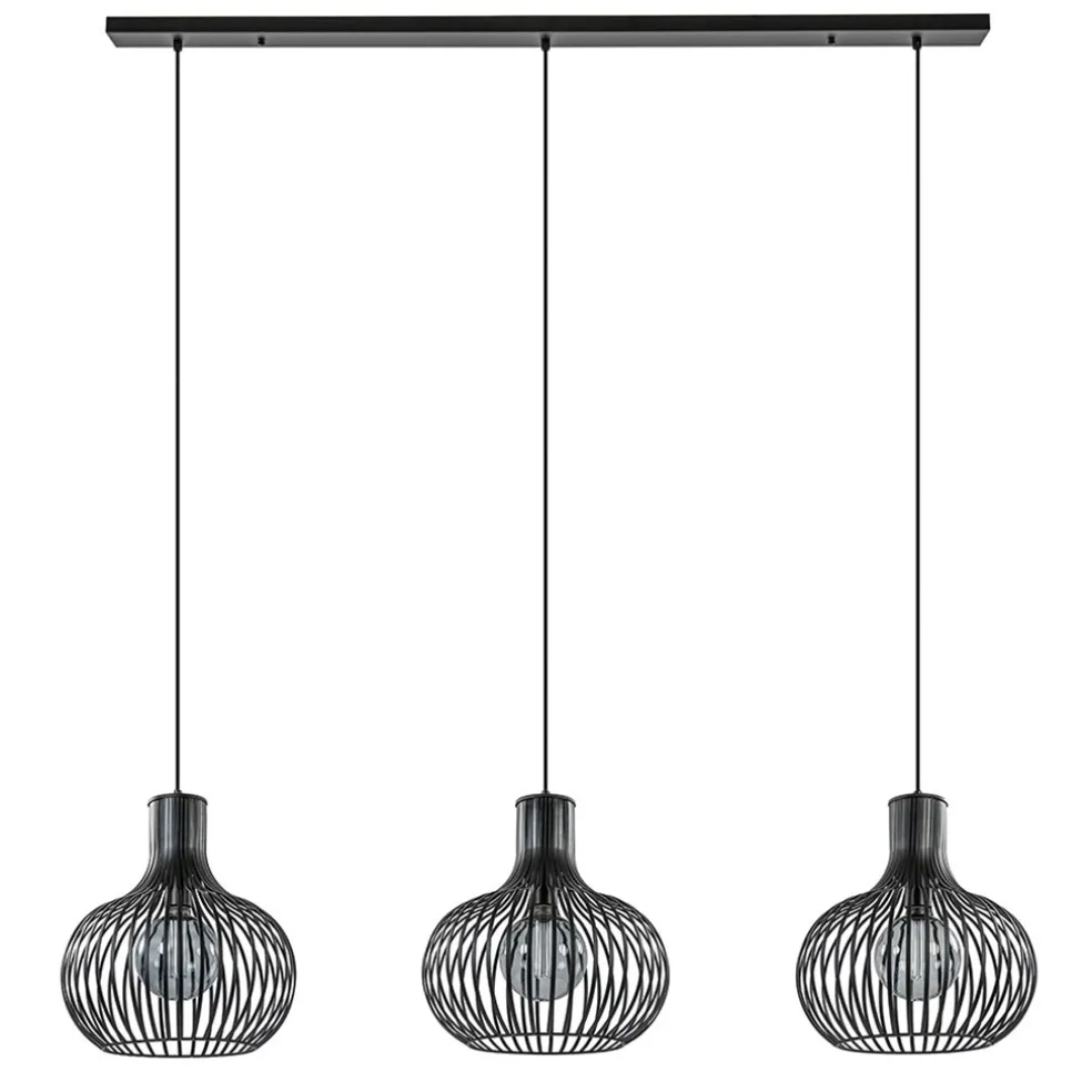 Flash Sale Straluma 3-Lichts eettafelhanglamp onion mat zwart