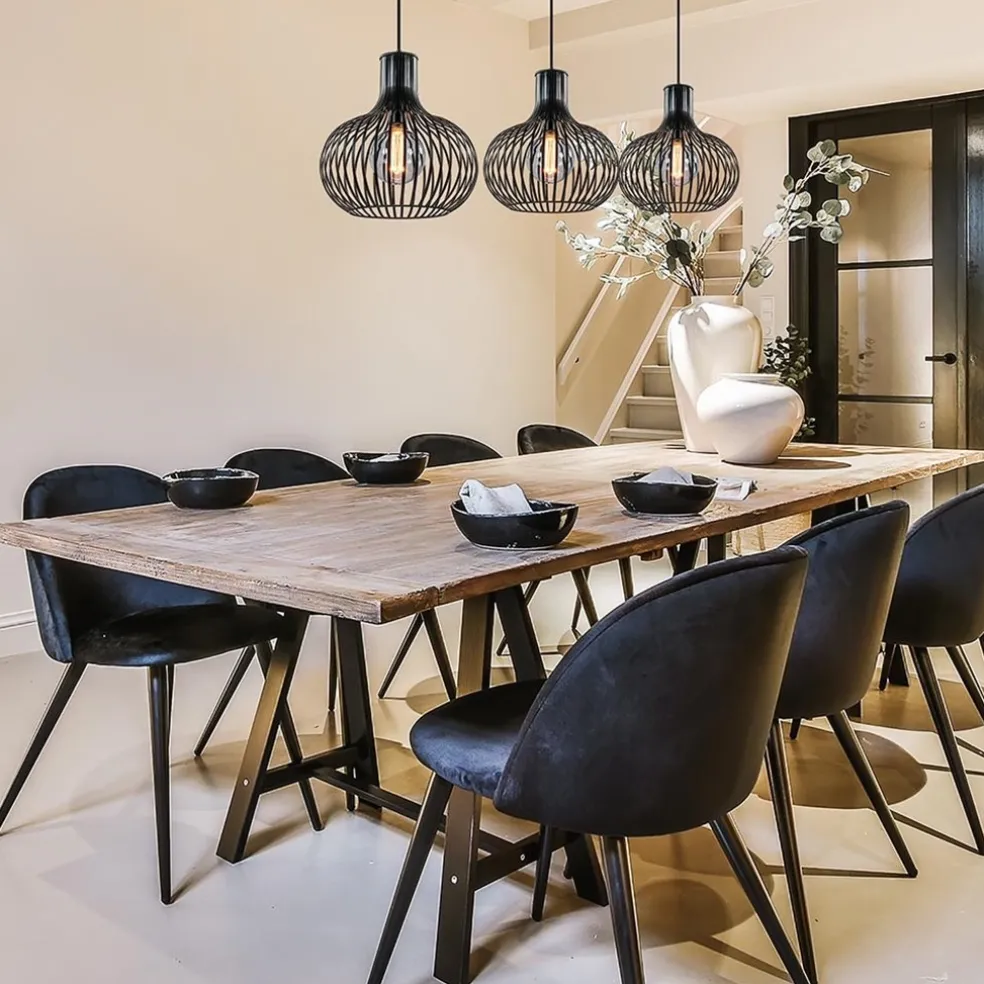 Flash Sale Straluma 3-Lichts eettafelhanglamp onion mat zwart