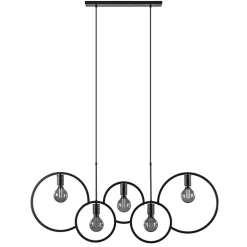 Outlet Straluma 5-Lichts eettafelhanglamp ringen mat zwart