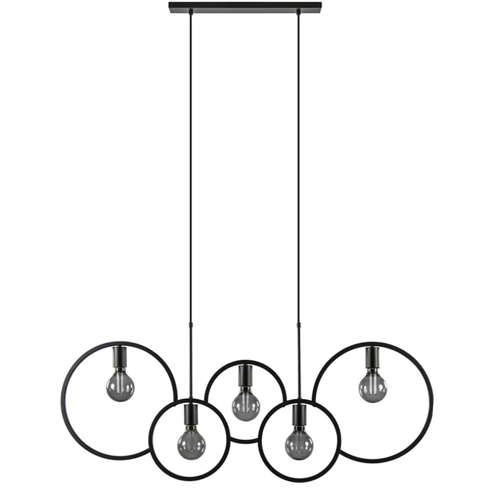 Outlet Straluma 5-Lichts eettafelhanglamp ringen mat zwart