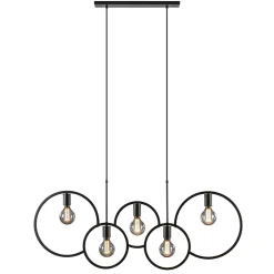 Outlet Straluma 5-Lichts eettafelhanglamp ringen mat zwart