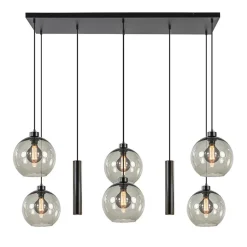 Discount Straluma 8-Lichts eettafelhanglamp smoke glas + GU10 spots