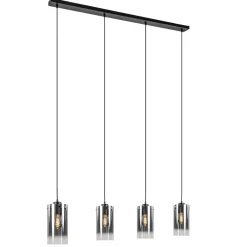 Store Straluma 4-Lichts eettafelhanglamp smoke glas met verloop