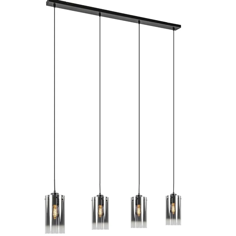 Store Straluma 4-Lichts eettafelhanglamp smoke glas met verloop