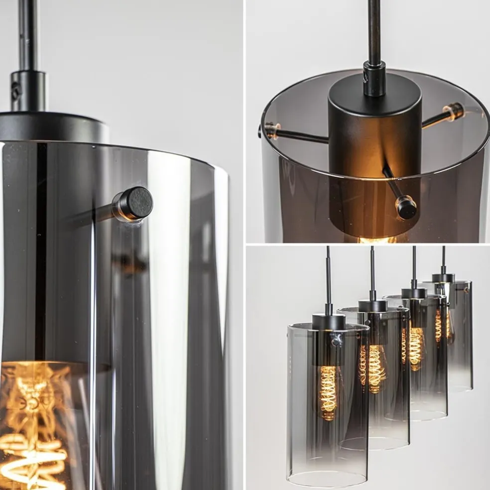 Store Straluma 4-Lichts eettafelhanglamp smoke glas met verloop