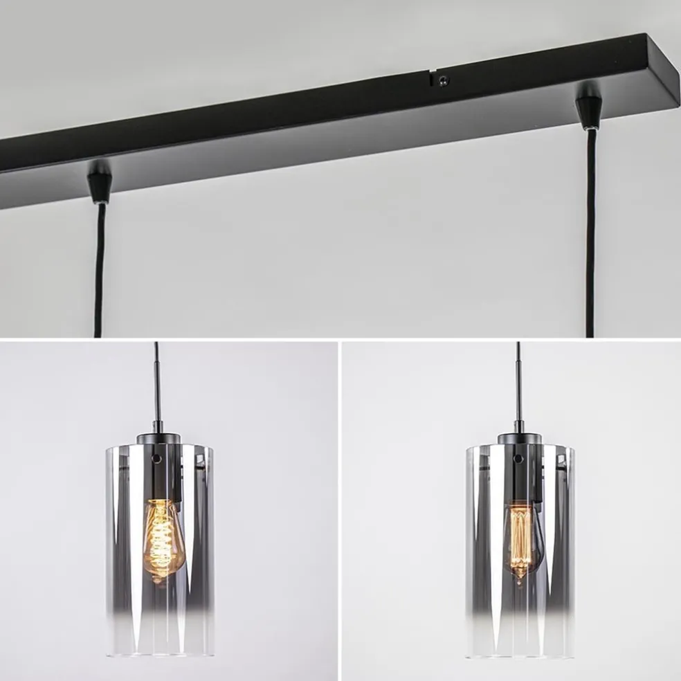 Store Straluma 4-Lichts eettafelhanglamp smoke glas met verloop
