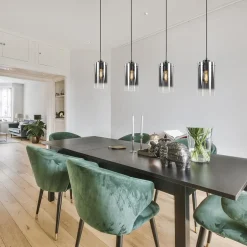 Store Straluma 4-Lichts eettafelhanglamp smoke glas met verloop