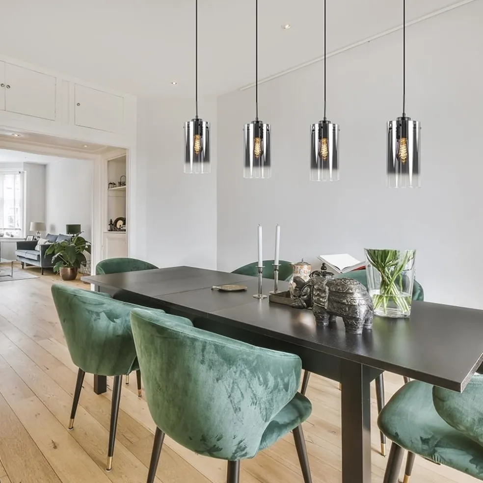 Store Straluma 4-Lichts eettafelhanglamp smoke glas met verloop