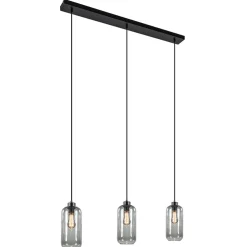 Hot Straluma 3-Lichts eettafelhanglamp smoke glas cilinder