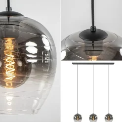 Flash Sale Straluma 3-Lichts eettafelhanglamp smoke/helder glas