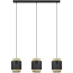 Outlet Straluma 3-Lichts eettafelhanglamp webbing met zwart