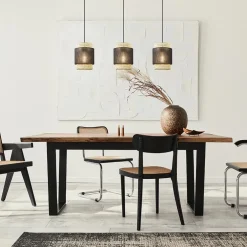 Outlet Straluma 3-Lichts eettafelhanglamp webbing met zwart
