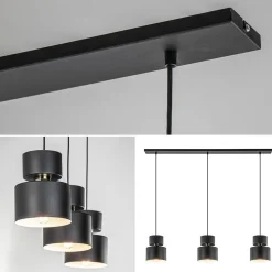 Hot Straluma 3-Lichts eettafelhanglamp zwart met goud accent