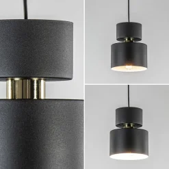 Hot Straluma 3-Lichts eettafelhanglamp zwart met goud accent