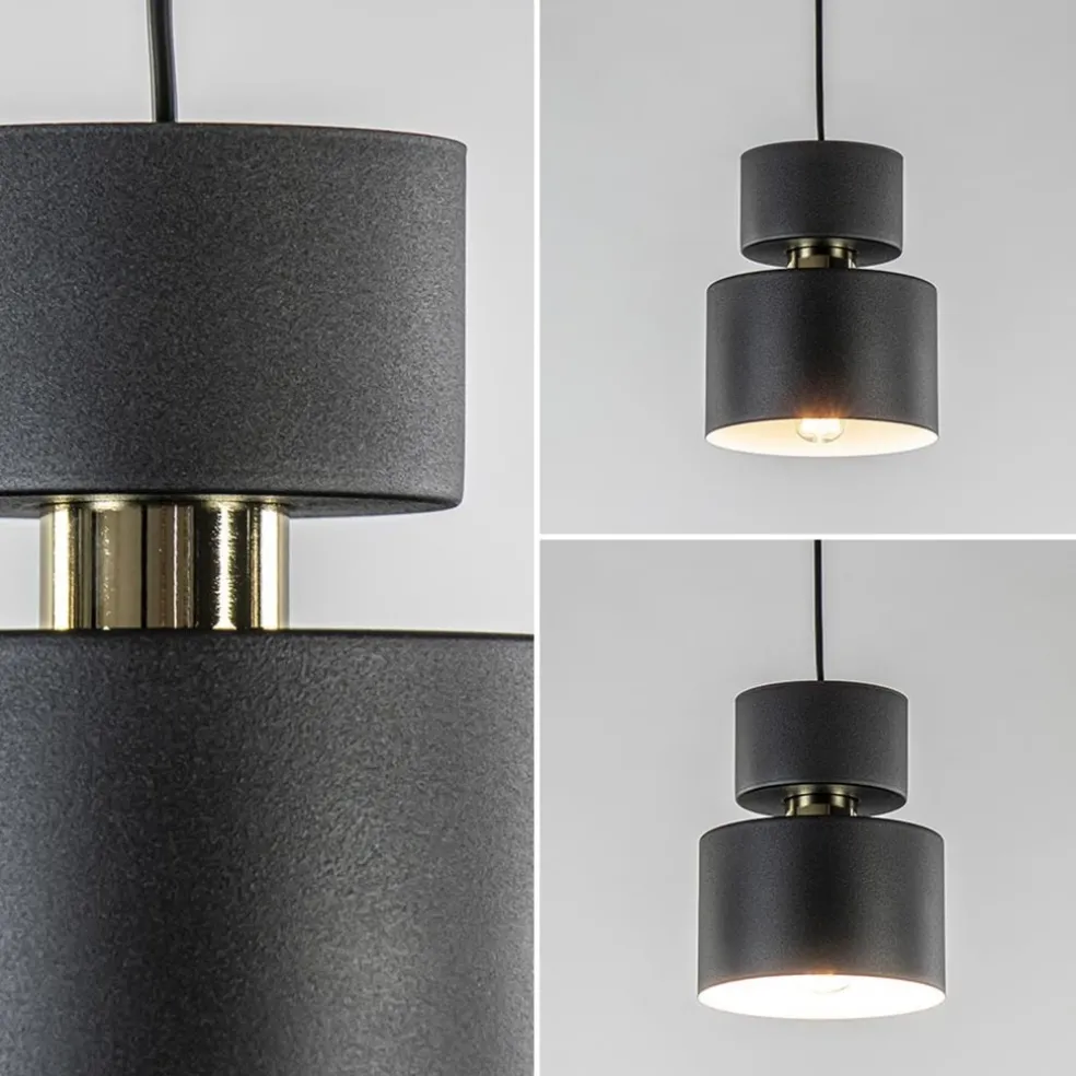 Hot Straluma 3-Lichts eettafelhanglamp zwart met goud accent