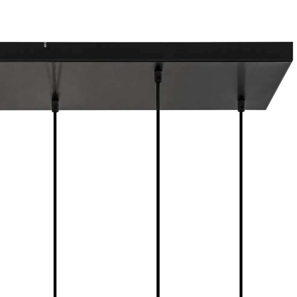 New Straluma 8-Lichts eettafelhanglamp zwart met smoke glazen kappen reliëf
