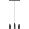 Discount Straluma 3-Lichts eettafelhanglamp zwart met cilinder smoke glas