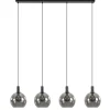 Shop Straluma 4-lichts eettafelhanglamp zwart met smoke glazen bollen