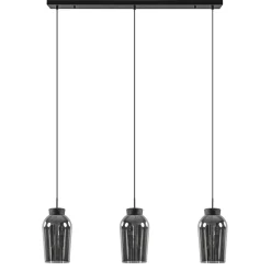 Discount Straluma 3-Lichts hanglamp balk zwart/marmer met smoke glas