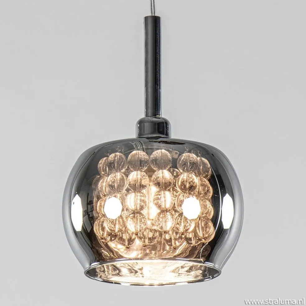 Cheap Straluma 3-Lichts hanglamp chroom met smokey glazen kappen