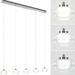 New Straluma 5-Lichts hanglamp chroom met helder glas en dimbaar LED