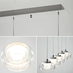 New Straluma 5-Lichts hanglamp chroom met helder glas en dimbaar LED