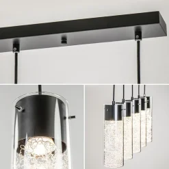 Flash Sale Straluma 5-Lichts hanglamp cilinder helder glas met zwart